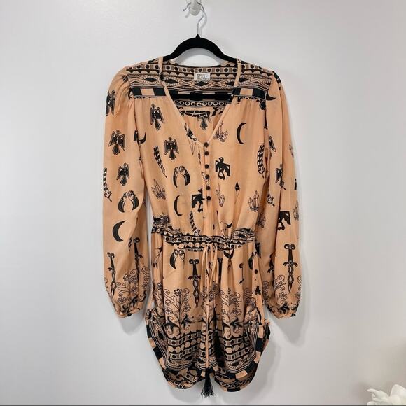 Spell & The Gypsy Collective Romper Tribal Thunderbird Feather Bohemian Size 6 - Picture 5 of 16